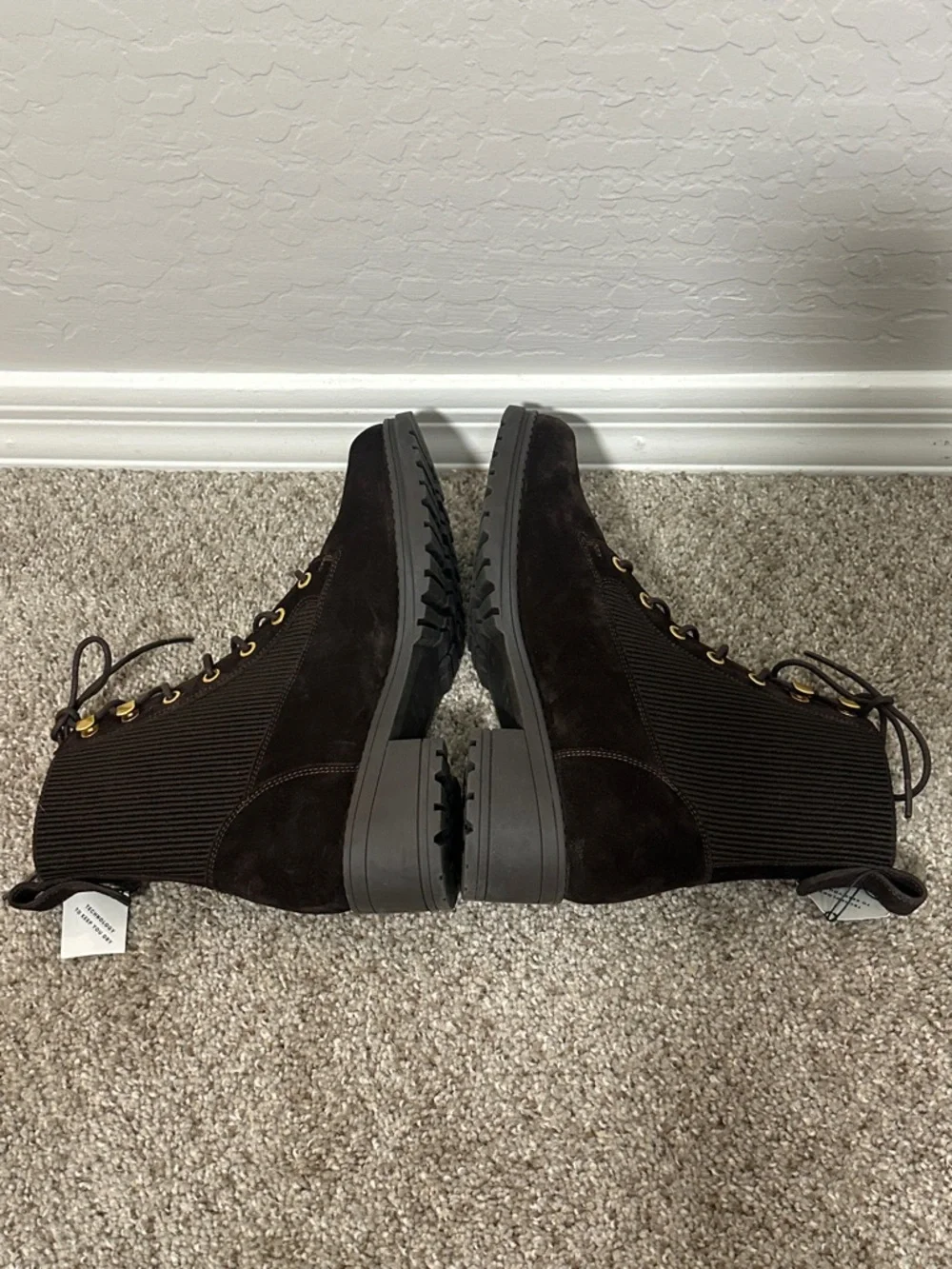 Cole Haan NEW Chocolate Brown Suede Waterproof Lace Up Combat Boots Size 8.5